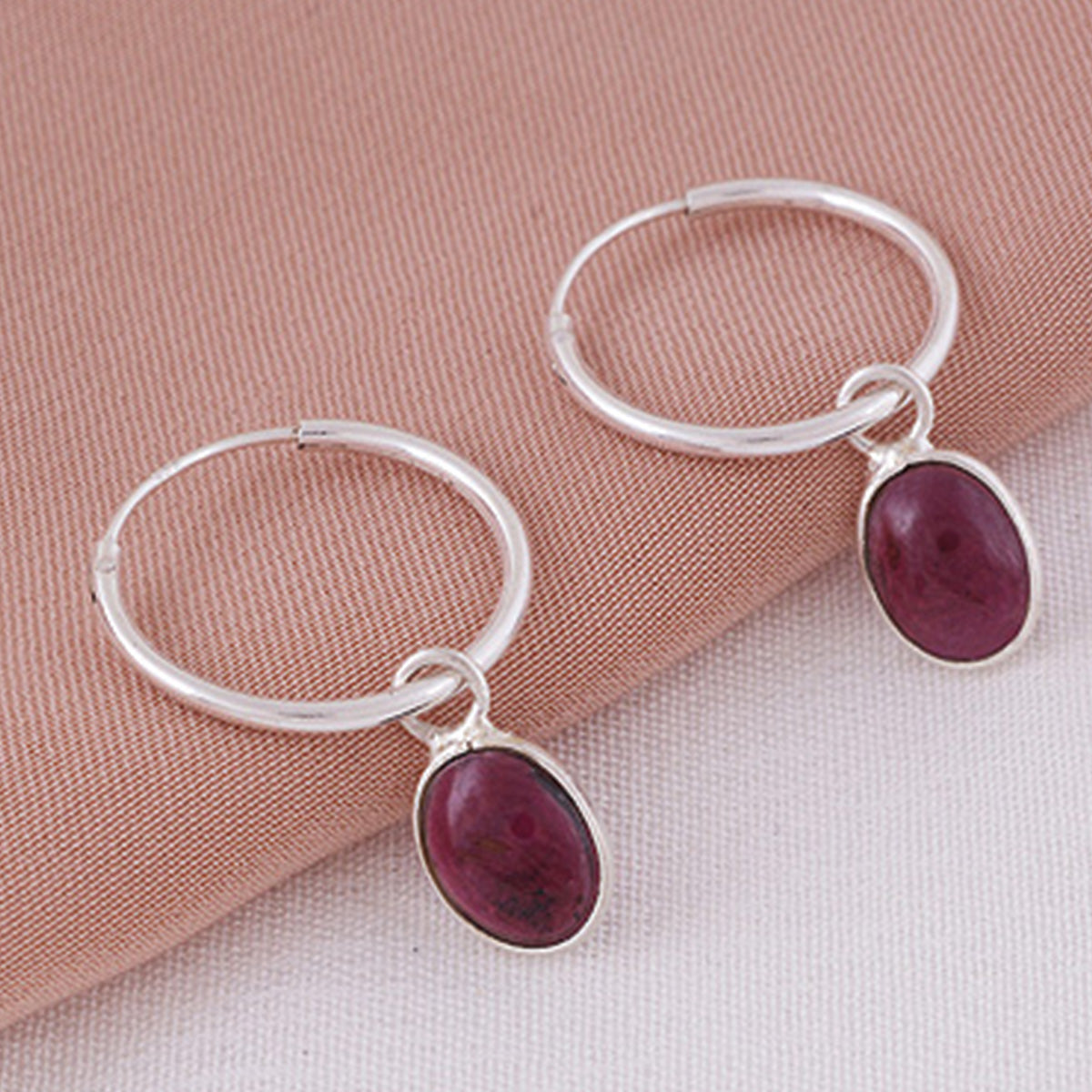 Garnet Hoop Earrings | Love + Lark
