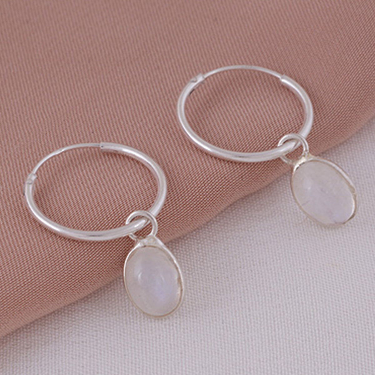 Moonstone Hoop Earrings | Love + Lark