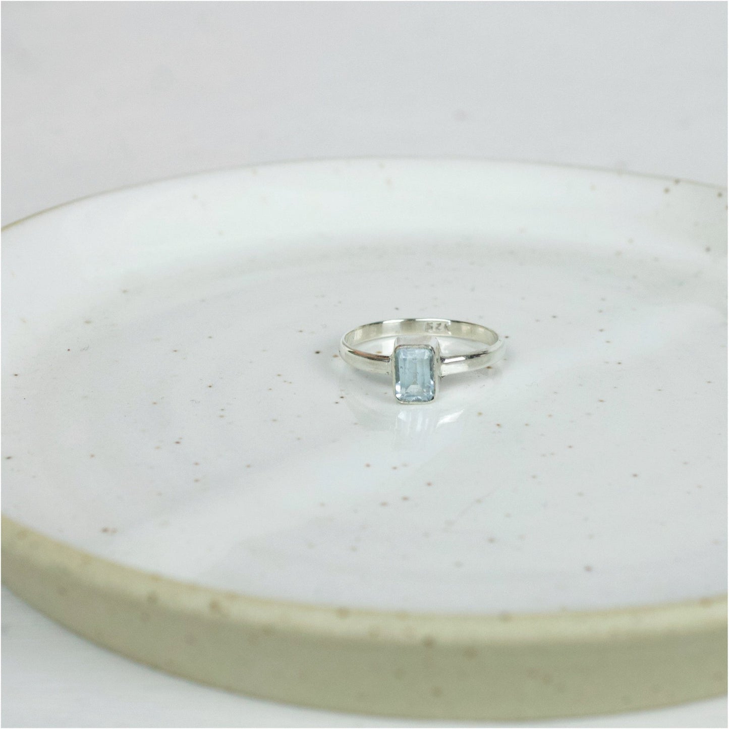 "Serendipity" Bezel Cut Blue Topaz Ring | Love + Lark - Muse + Moonstone