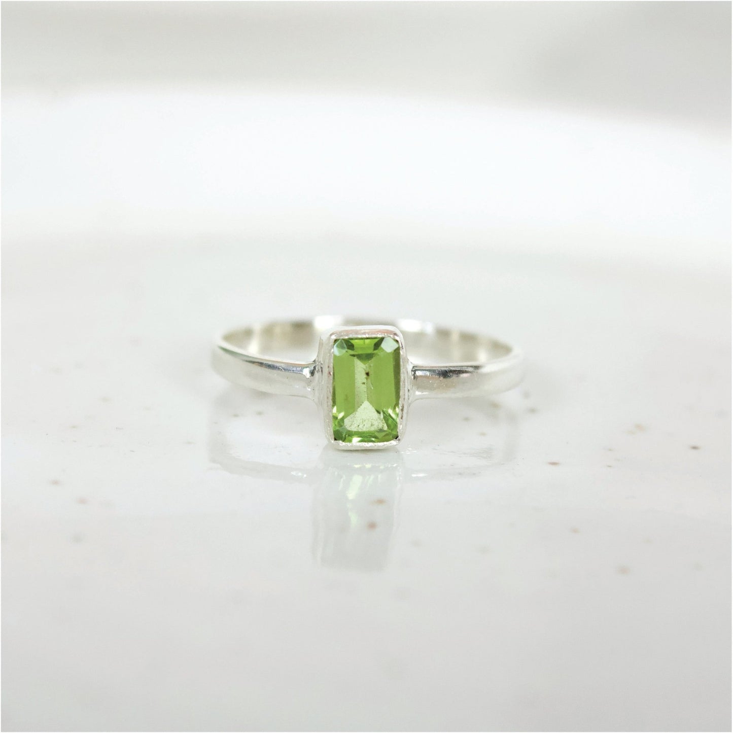 "Serendipity" Bezel Cut Peridot Ring | Love + Lark - Muse + Moonstone