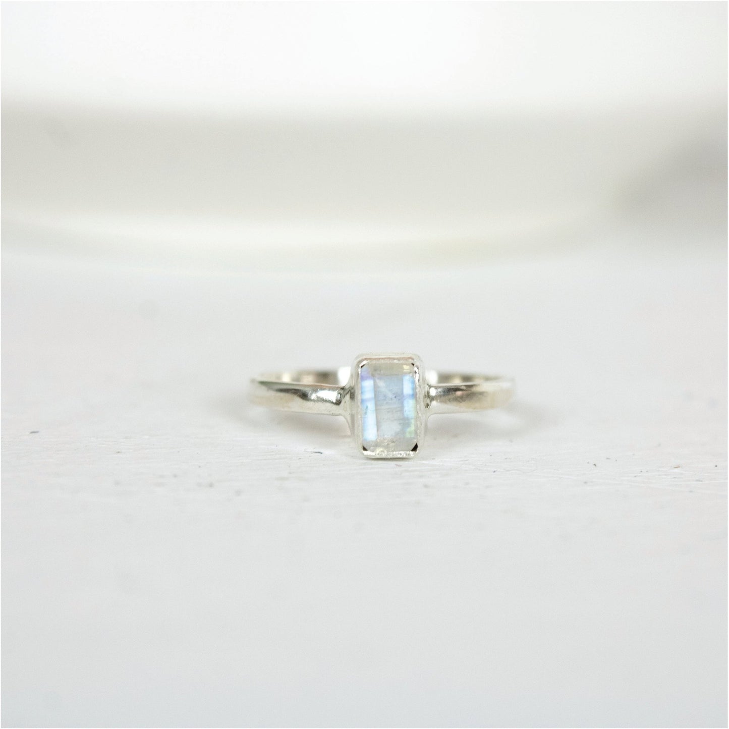 "Serendipity" Bezel Cut Rainbow Moonstone Ring | Love + Lark - Muse + Moonstone