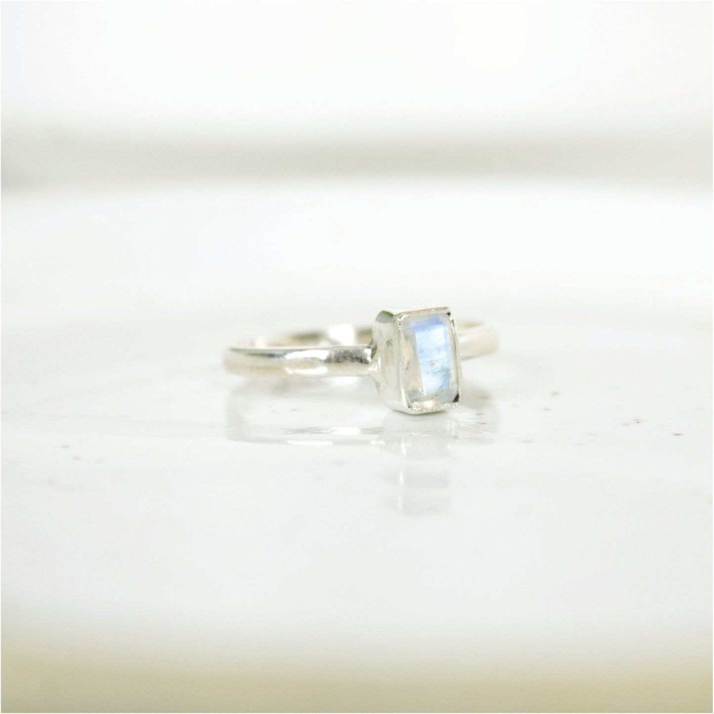 "Serendipity" Bezel Cut Rainbow Moonstone Ring | Love + Lark - Muse + Moonstone