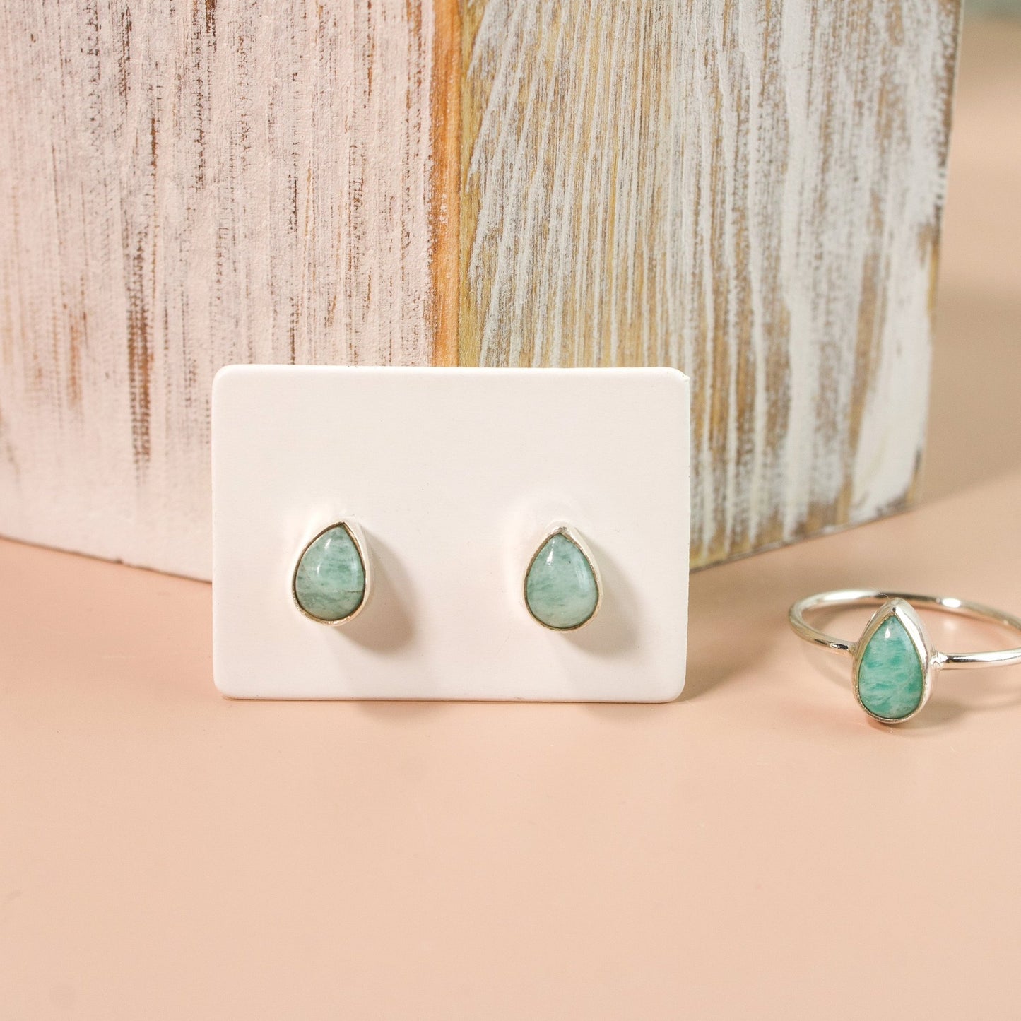 Teardrop Amazonite Stud Earrings | Love + Lark - Muse + Moonstone