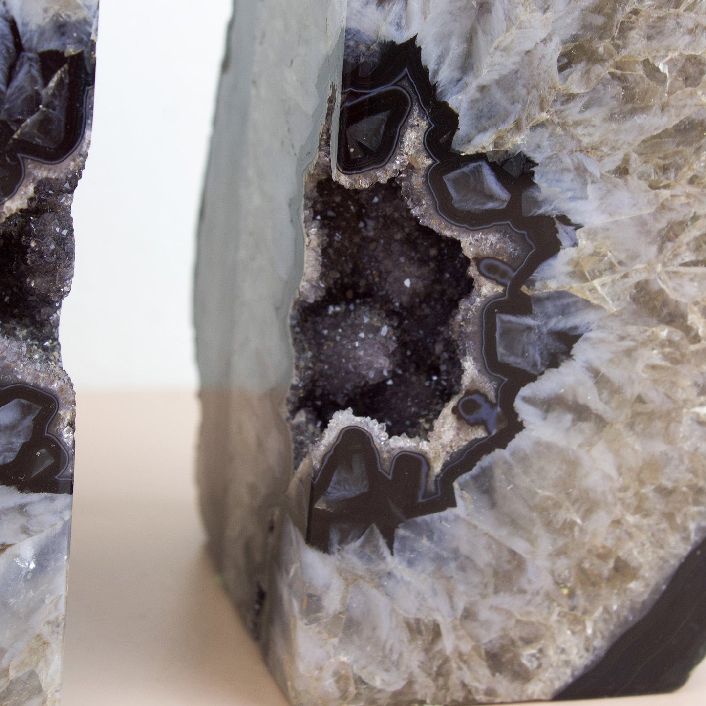 Black Agate Crystal Bookends #2 - Muse + Moonstone