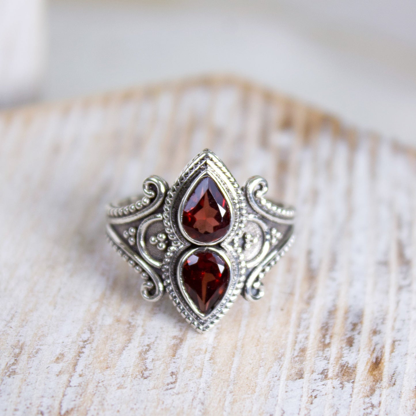 Boheme Garnet and Silver Ring | Love + Lark - Muse + Moonstone