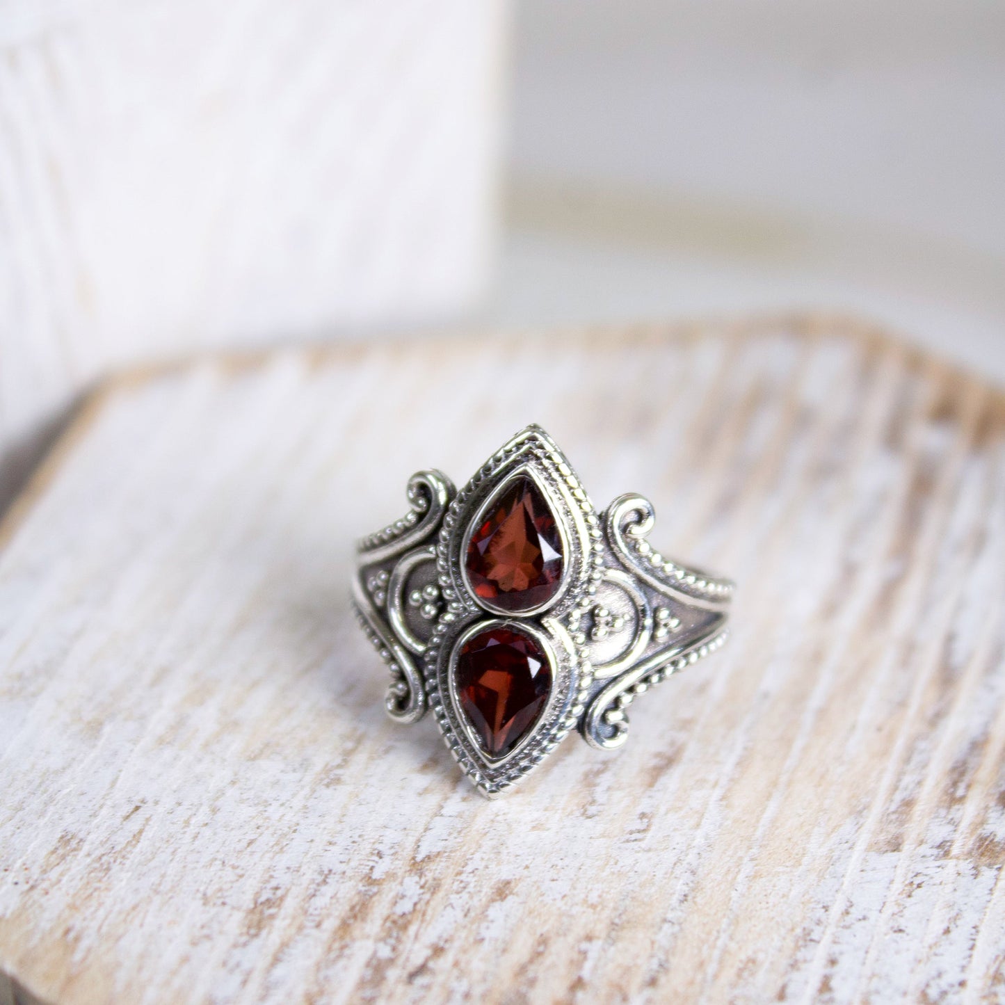 Boheme Garnet and Silver Ring | Love + Lark - Muse + Moonstone