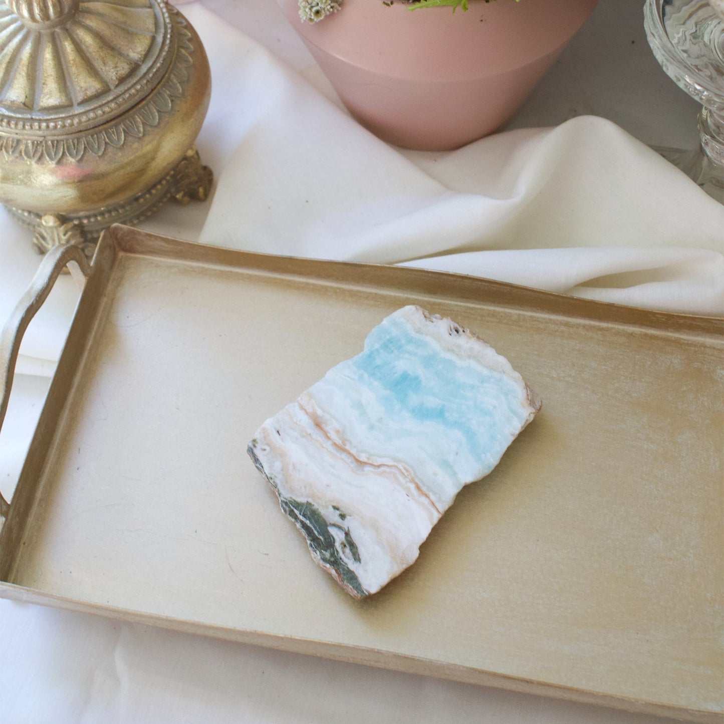 Caribbean Calcite - Unique Specimen Slab #2 - Muse + Moonstone