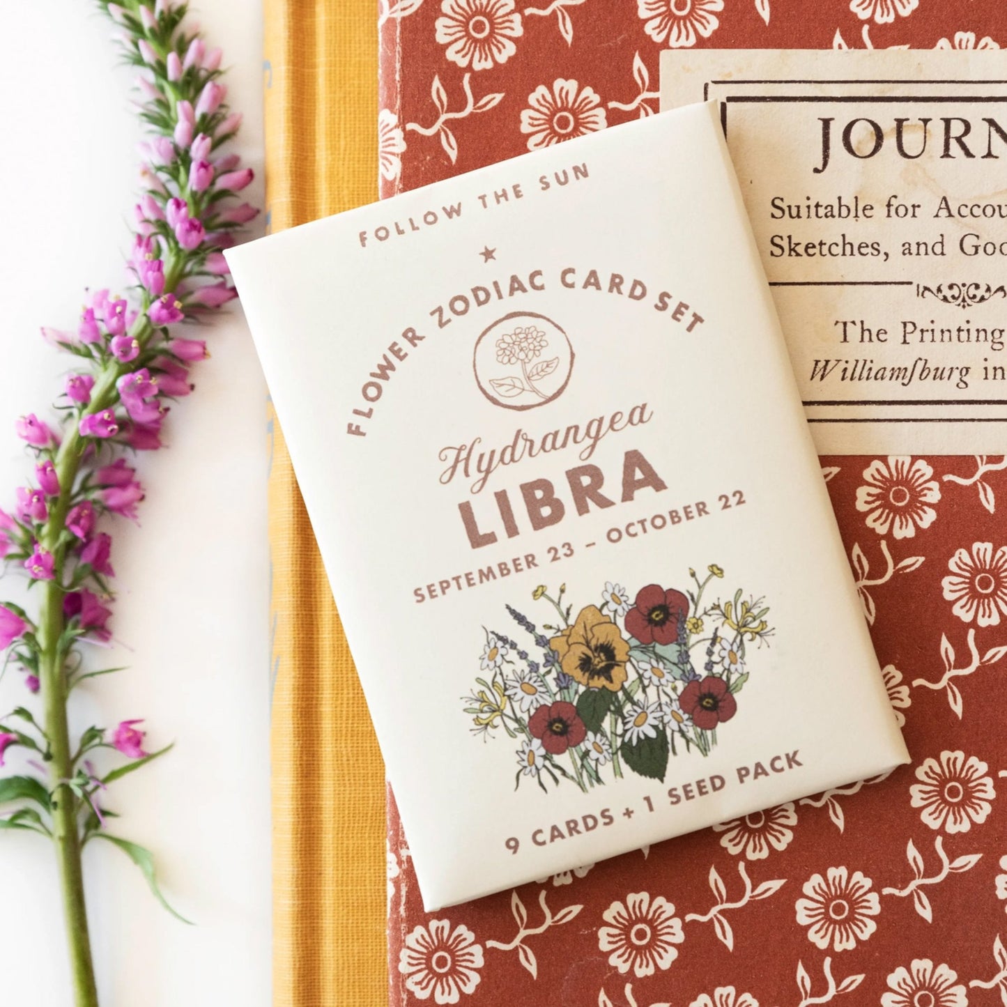 Flower Zodiac Sticker Card Set - Libra (Sept 23 - Oct 22) - Muse + Moonstone