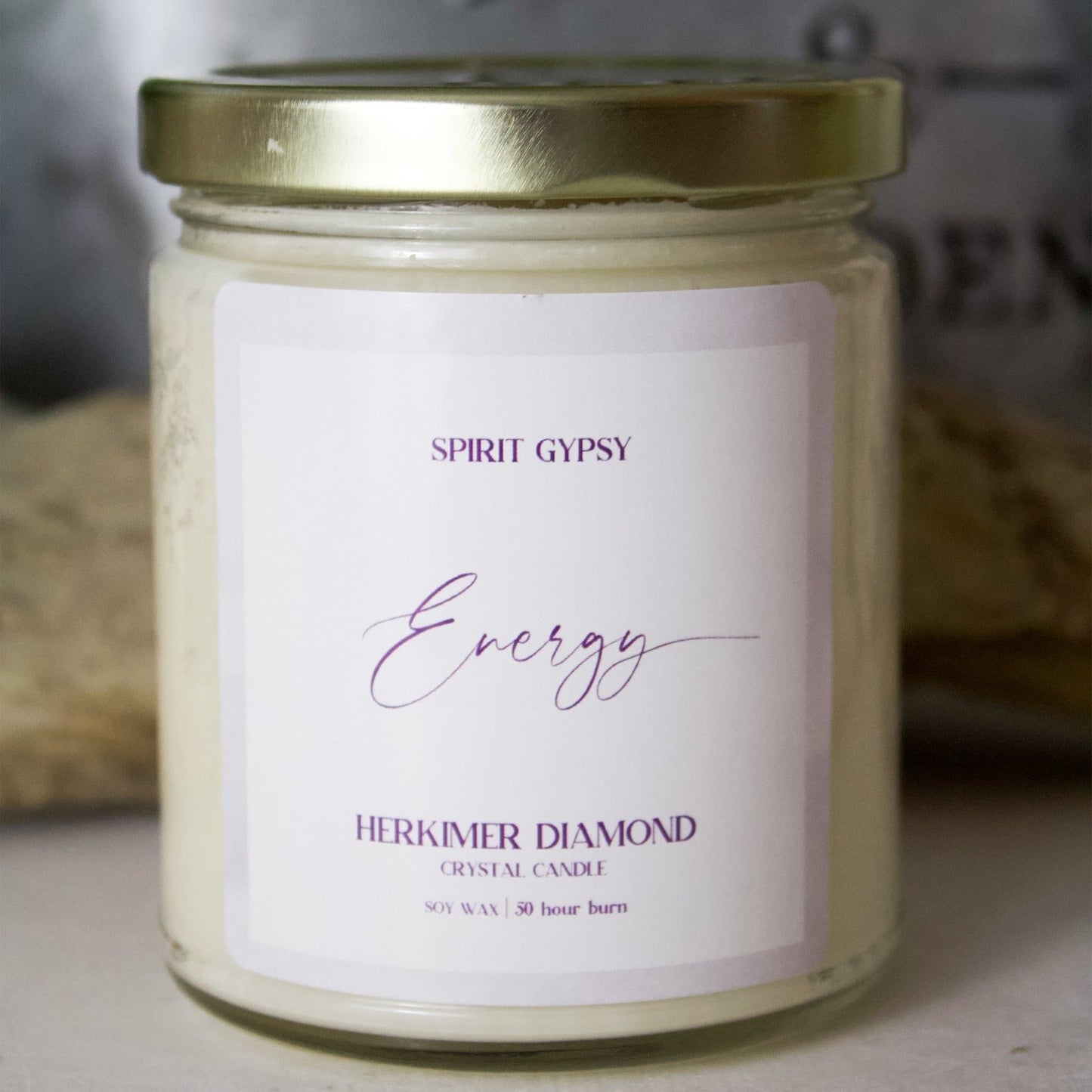 Herkimer Crystal Candle - Energy - Muse + Moonstone