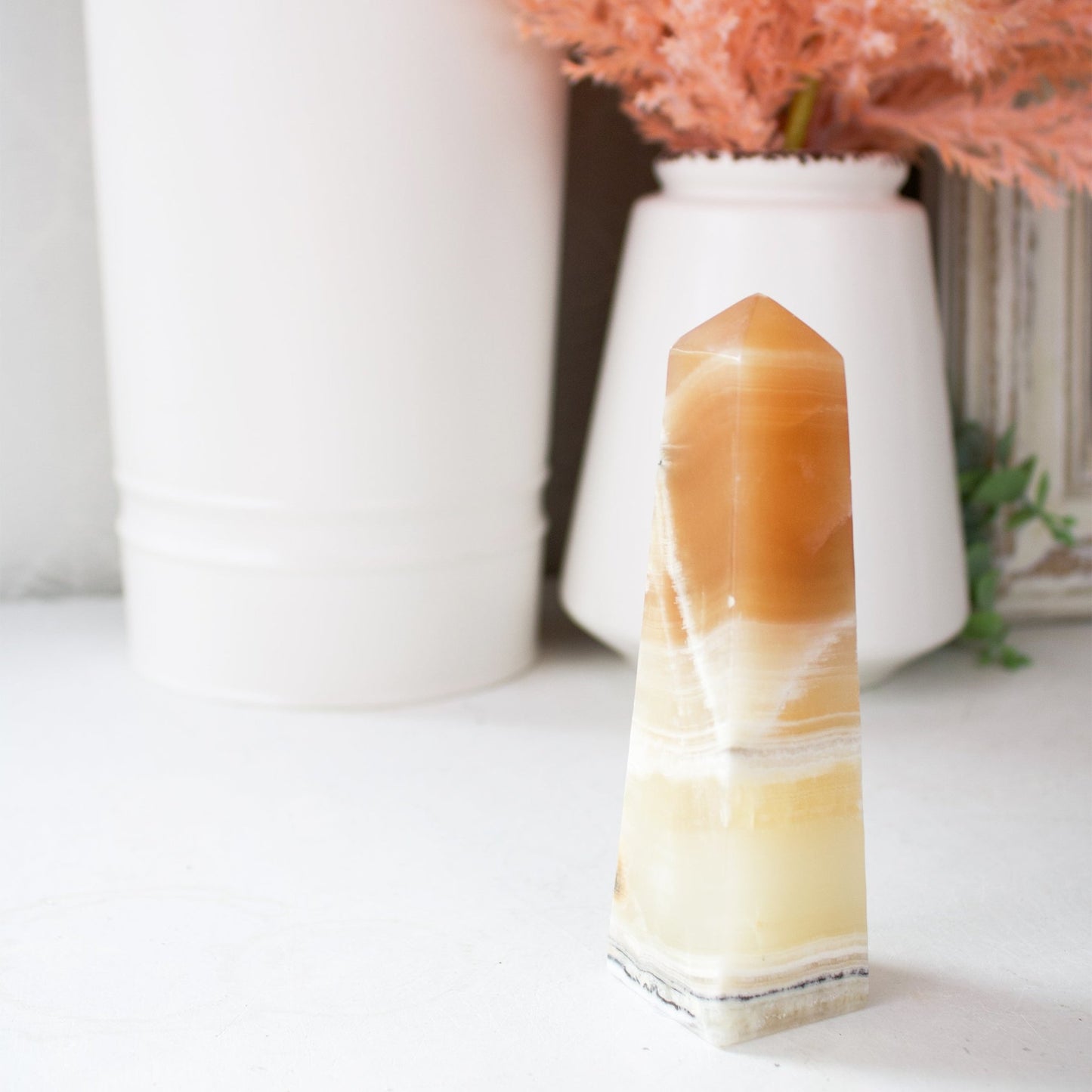 Honey Calcite - Unique Specimen Obelisk #4 - Muse + Moonstone