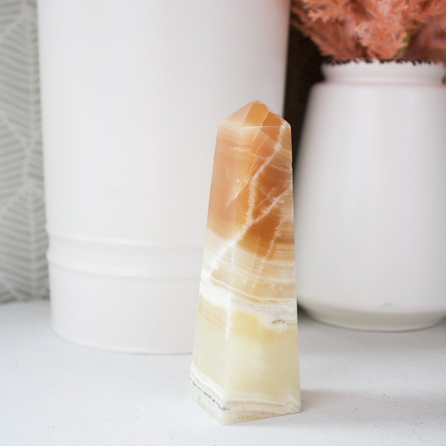 Honey Calcite - Unique Specimen Obelisk #4 - Muse + Moonstone