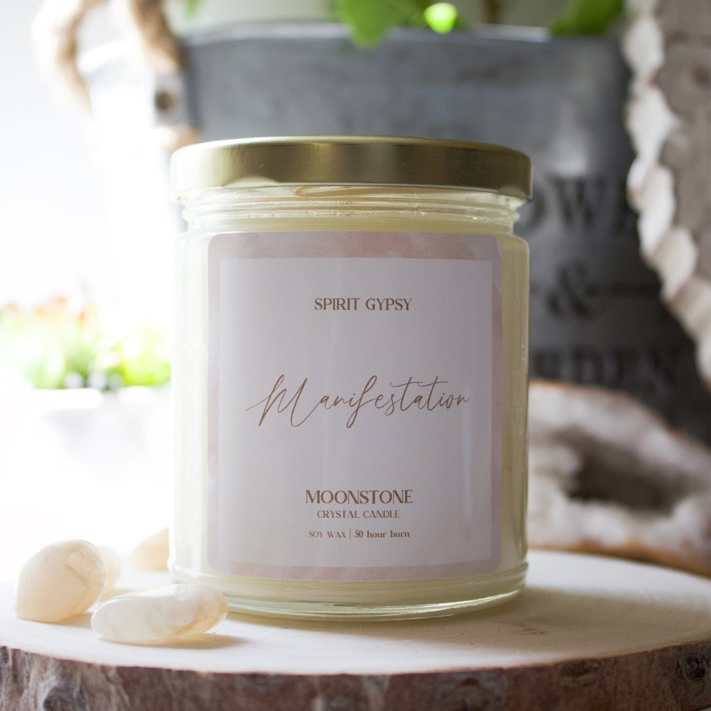 Moonstone Crystal Candle - Manifestation - Muse + Moonstone