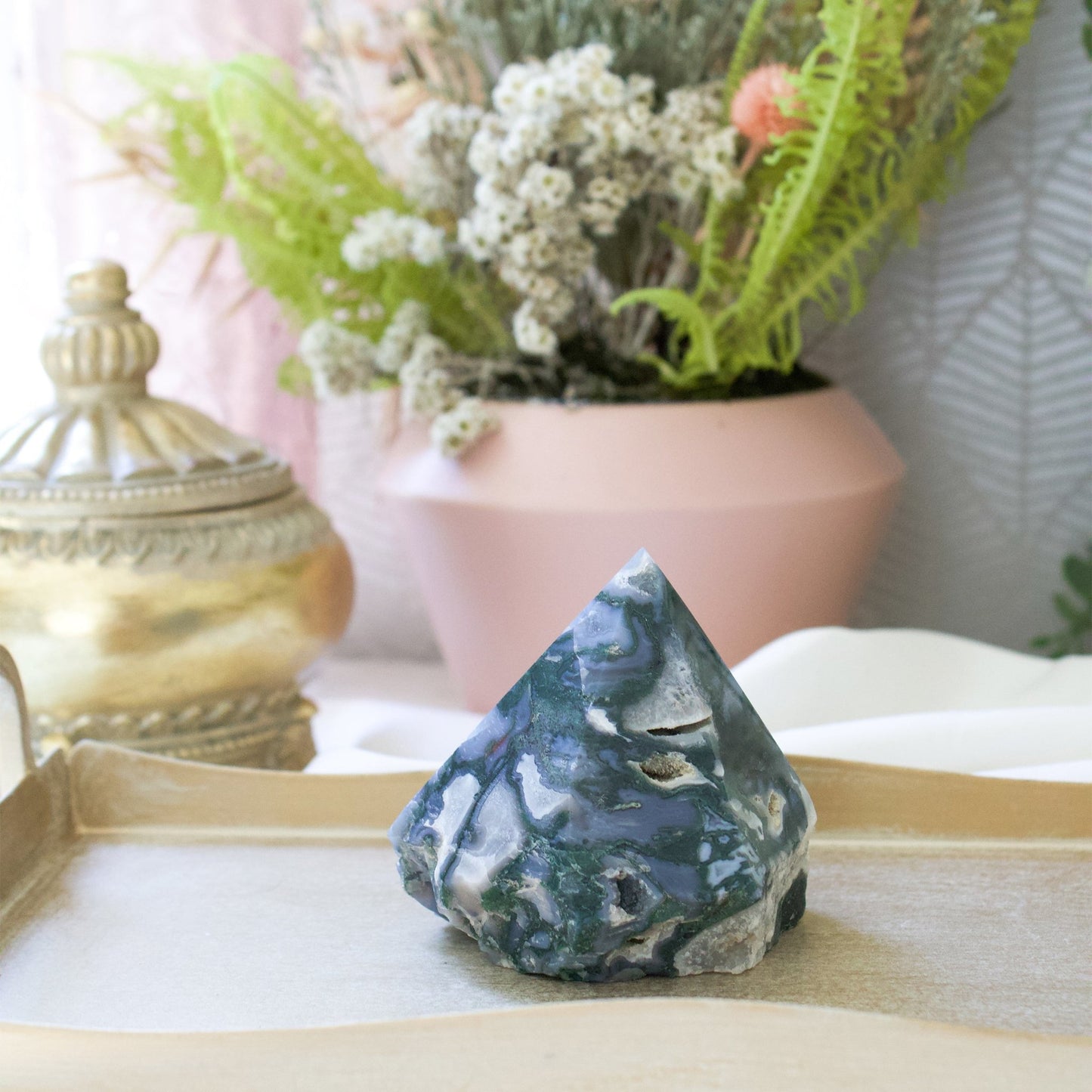 Moss Agate Generator - Semi Polished - Muse + Moonstone