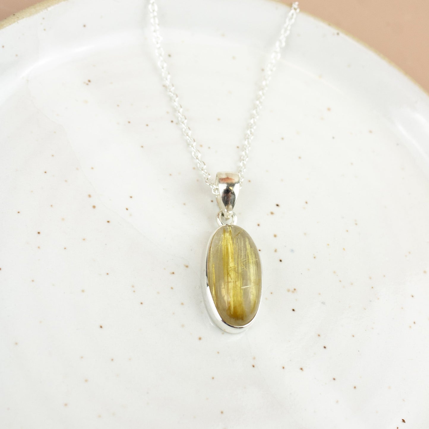 Oval Rutilated Quartz Necklace | Love + Lark - Muse + Moonstone