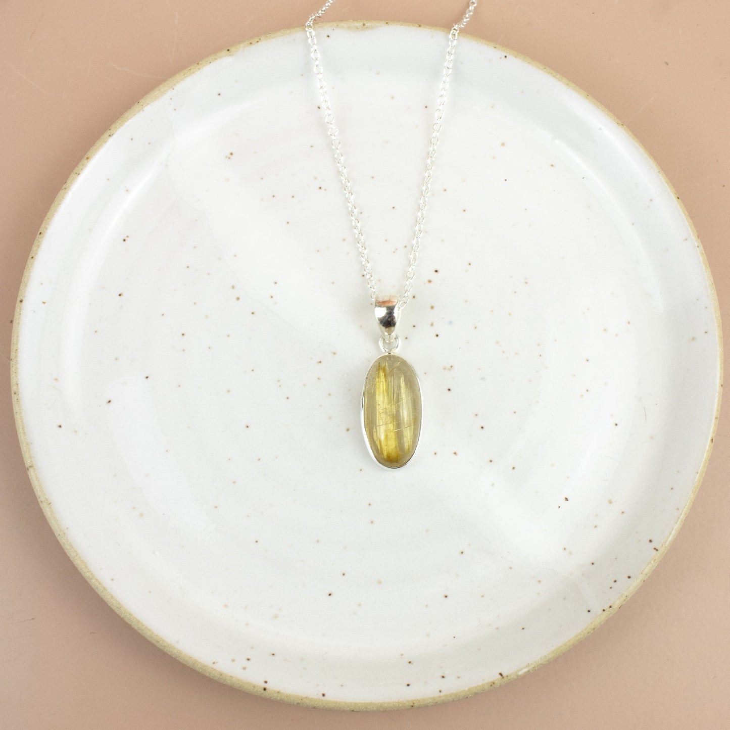 Oval Rutilated Quartz Necklace | Love + Lark - Muse + Moonstone