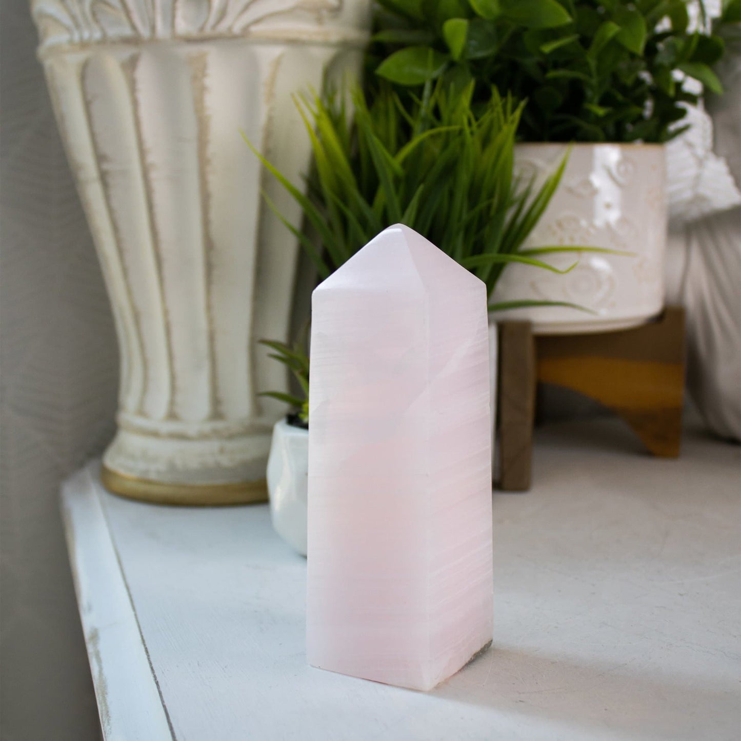 Pink Mangano Calcite - Obelisk - Muse + Moonstone