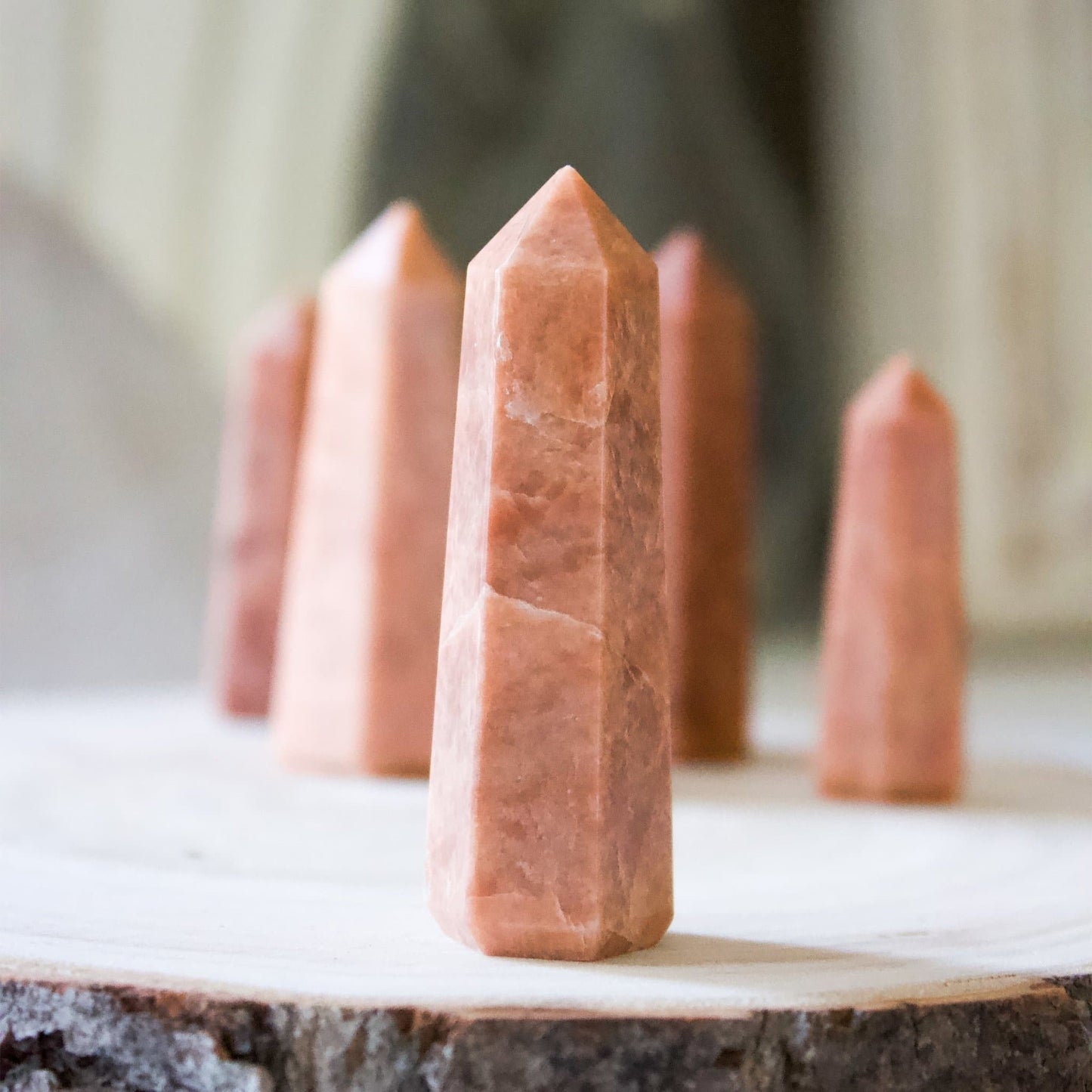 Pink Moonstone - Polished Points - Muse + Moonstone