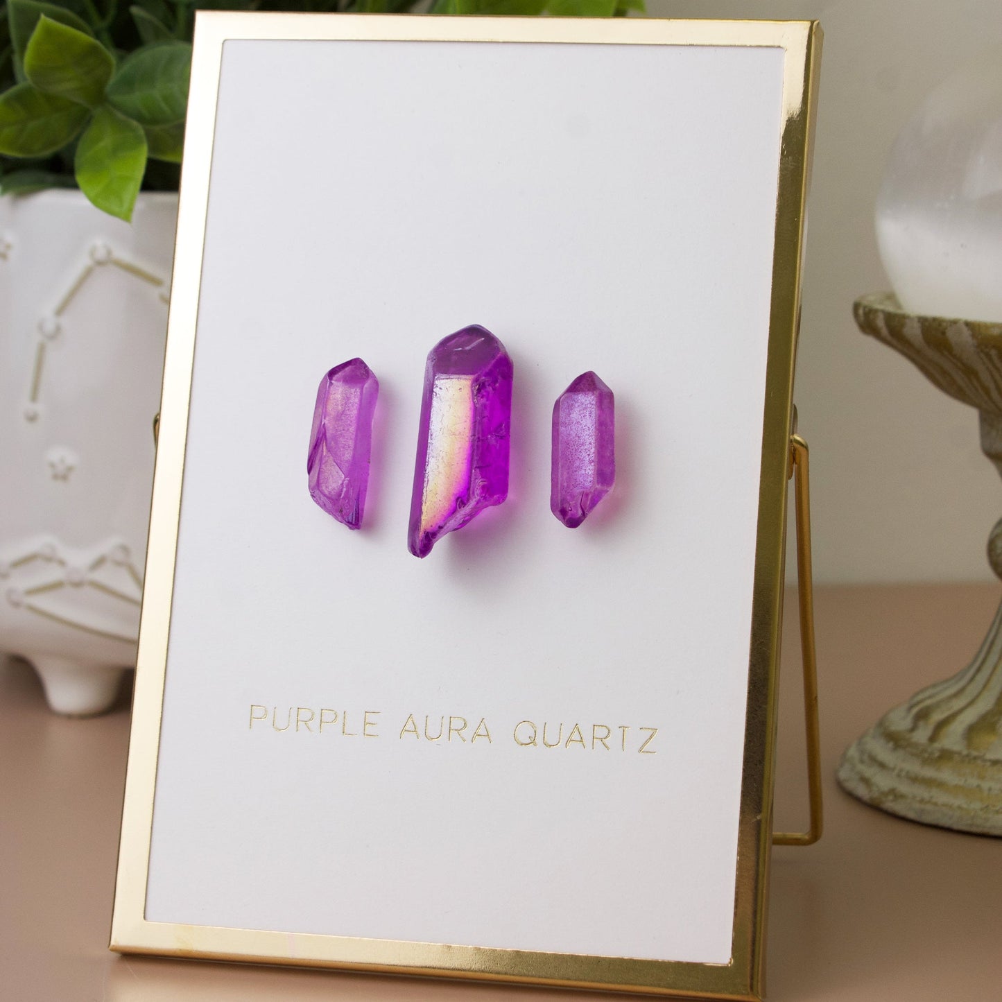 Purple Aura Quartz - Framed Crystal Decor - Muse + Moonstone
