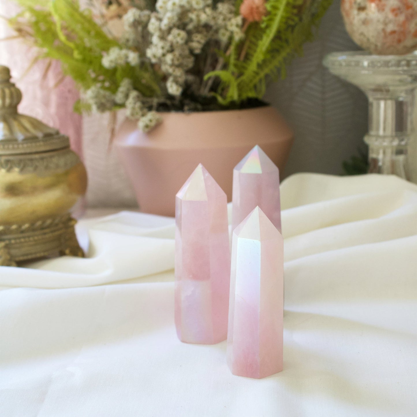 Rose Aura Quartz - Polished Point - Muse + Moonstone