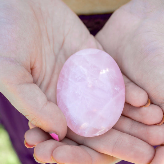 Rose Quartz - Palm Stone - Muse + Moonstone