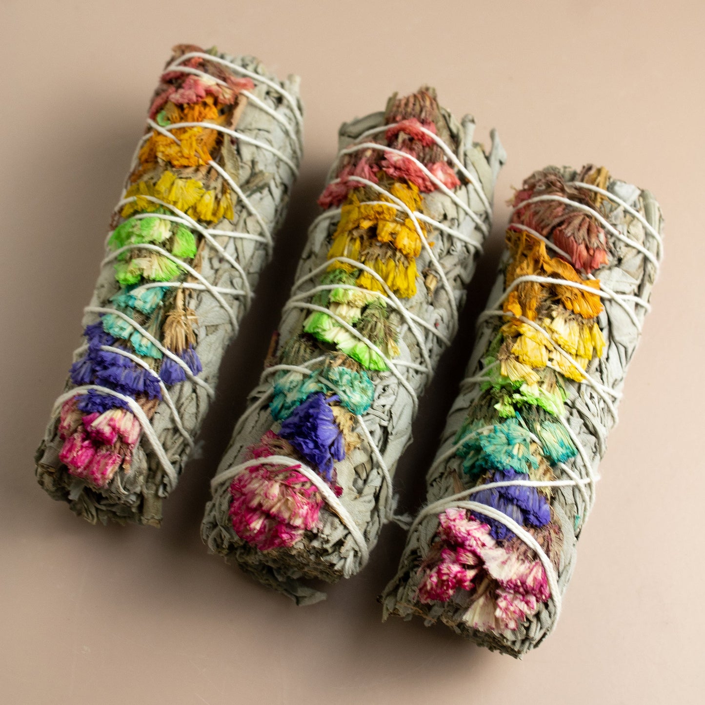 Sage + Chakra Flowers Smudge Stick - 4" - Muse + Moonstone