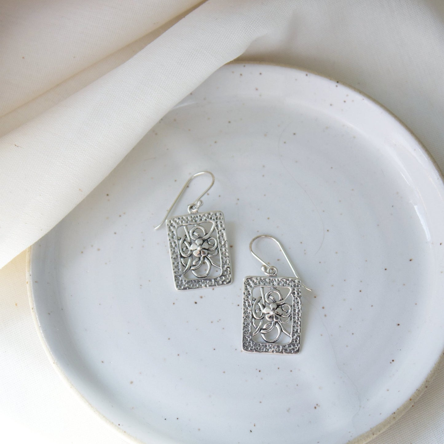 Silver Celtic Square Drop Earrings | Love + Lark - Muse + Moonstone