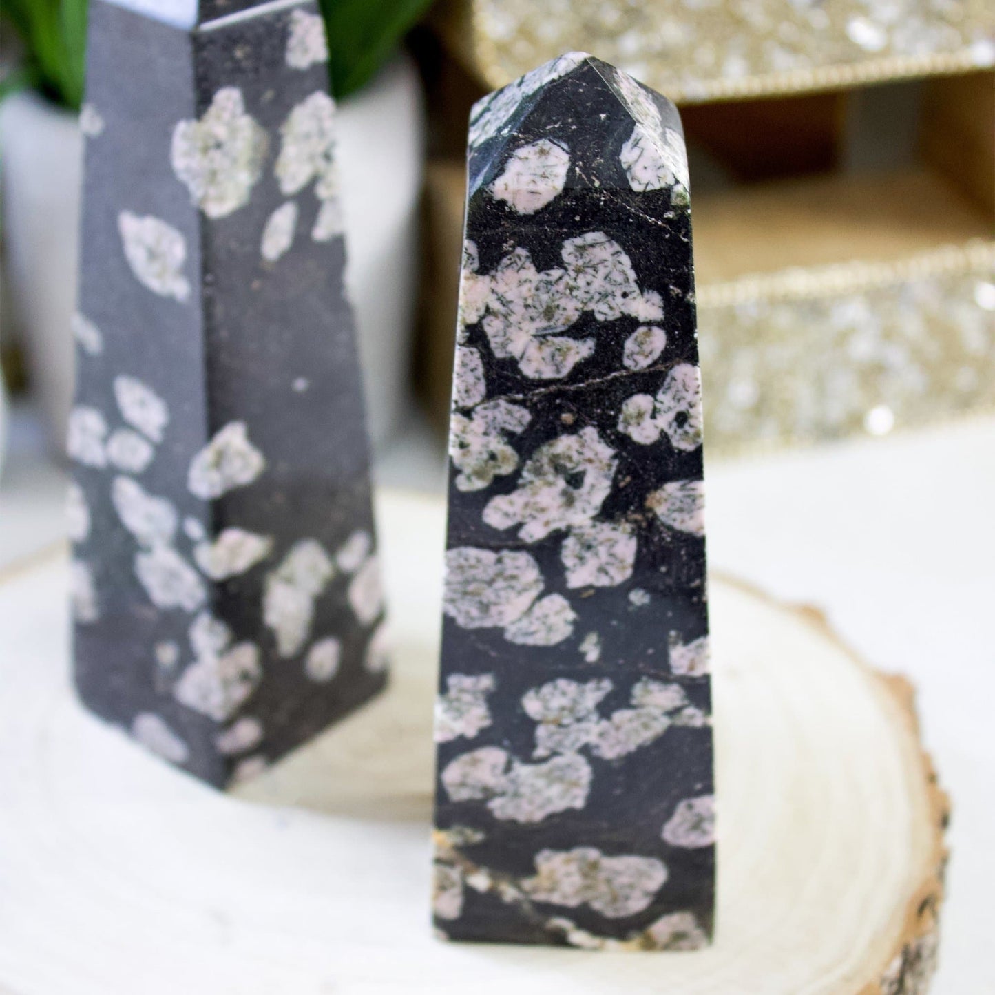 Snowflake Obsidian - Obelisk - Muse + Moonstone