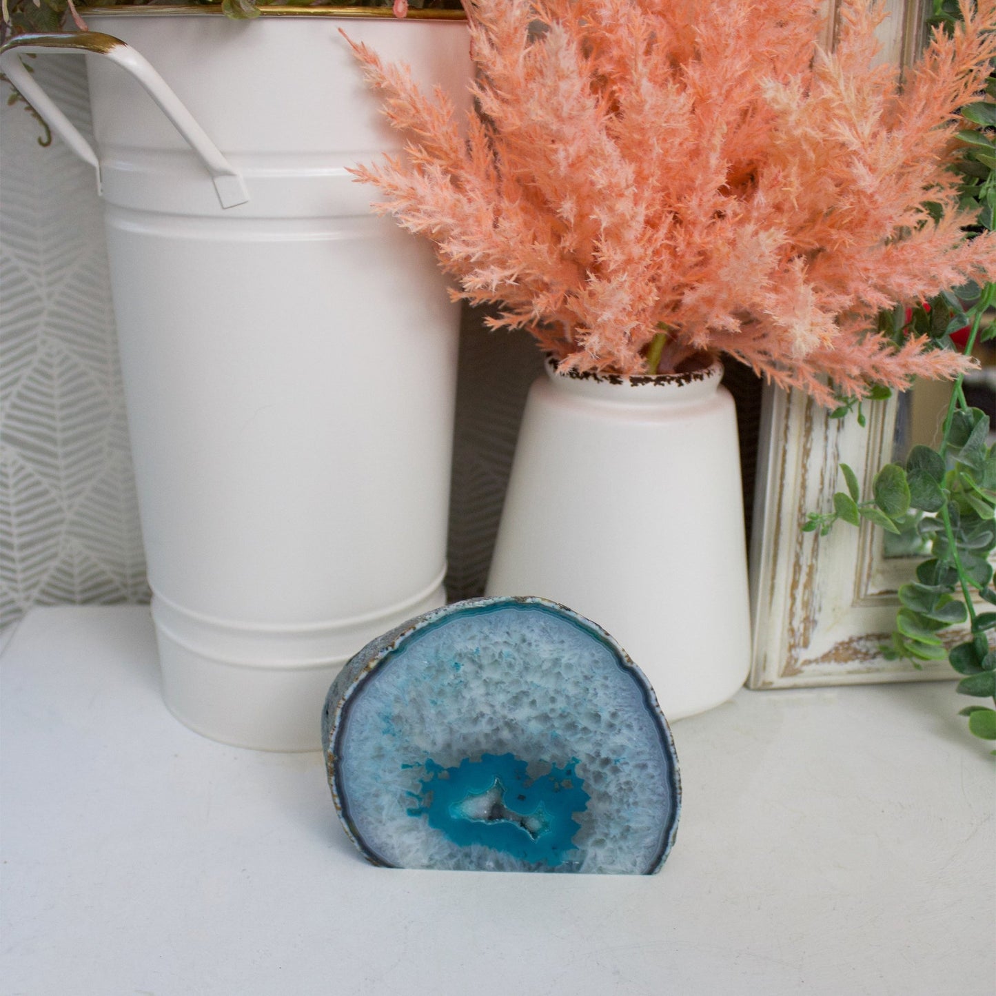 Teal Agate Geode - Polished Stand-up Decorator #2 - Muse + Moonstone