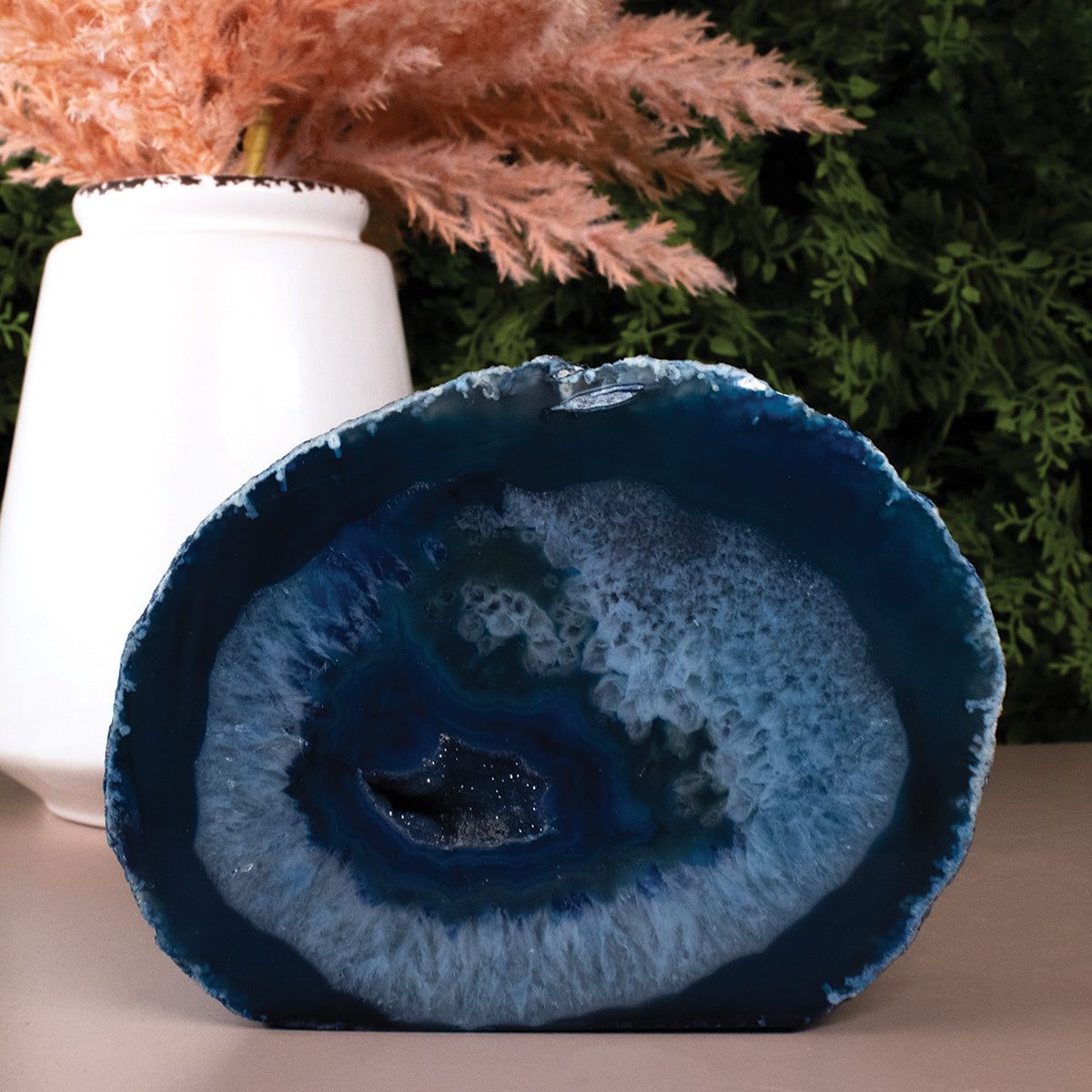 Blue Agate Geode - Polished Stand-up Decorator #5