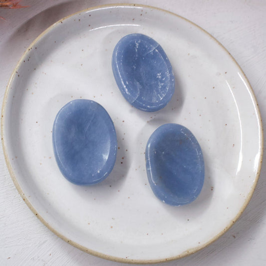 Angelite - Worry Stones - Muse + Moonstone