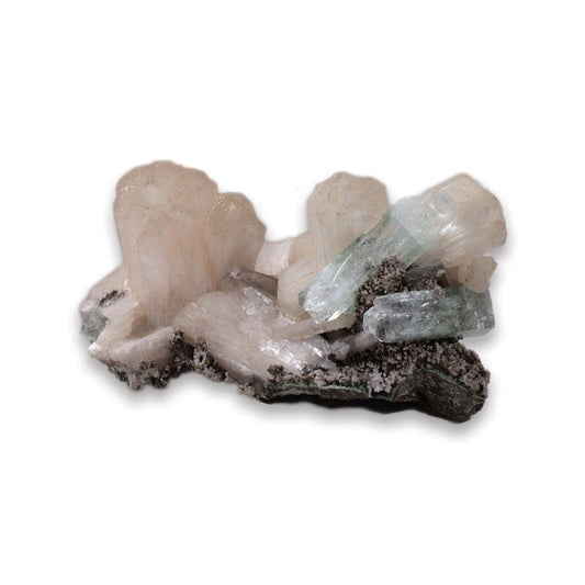 Aquamarine on Stilbite - Unique Specimen 1 - Muse + Moonstone