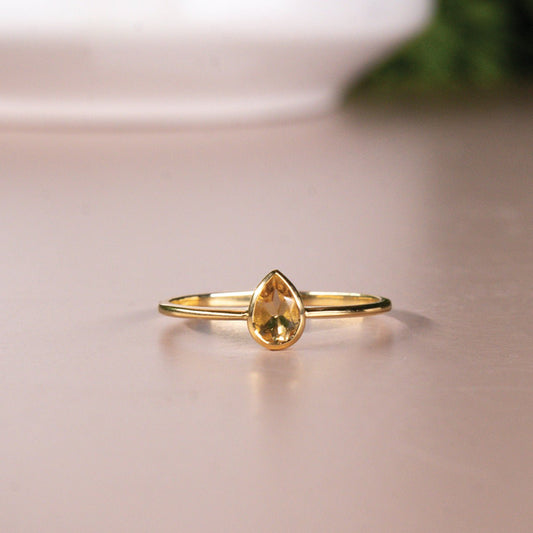"Gilded Age" Pear Shaped Citrine + Gold Ring | Love + Lark - Muse + Moonstone