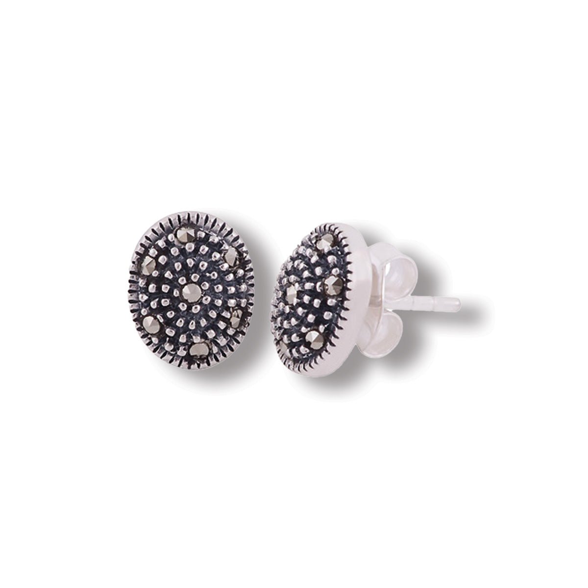 Oval Marcasite Stud Earrings | Love + Lark - Muse + Moonstone