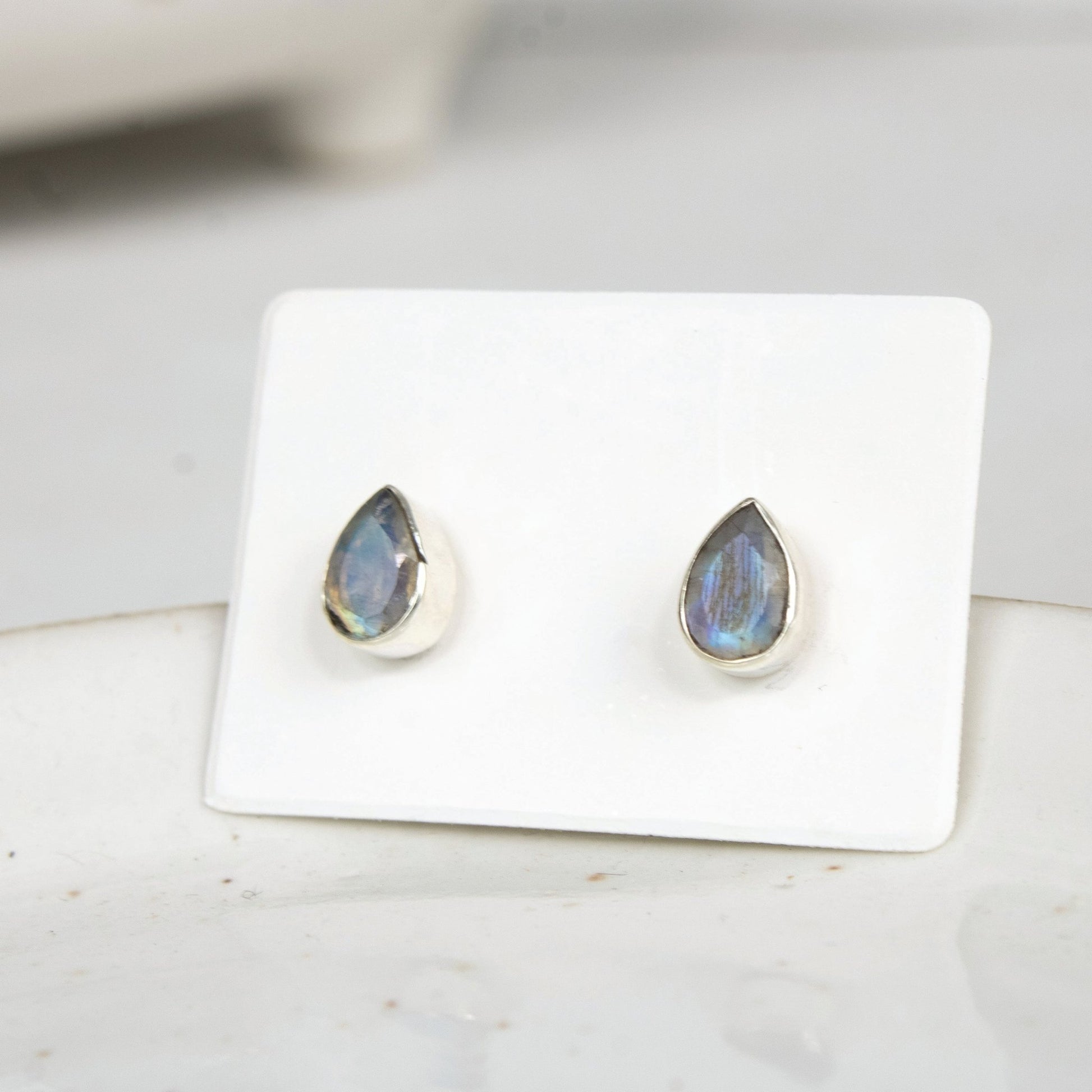 Teardrop Labradorite Stud Earrings | Love + Lark - Muse + Moonstone