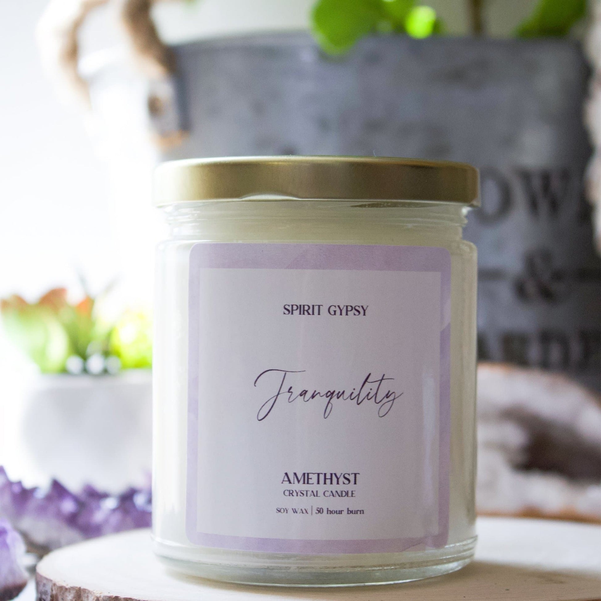 Amethyst Crystal Candle - Tranquility - Muse + Moonstone