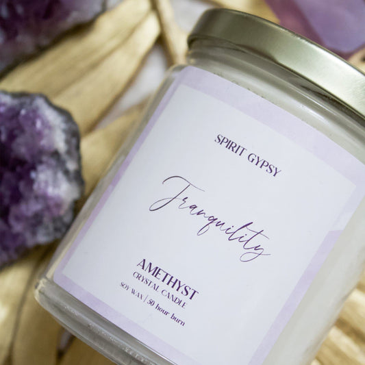 Opalite and Rose Quartz Crystal-Infused Soy Wax Candle