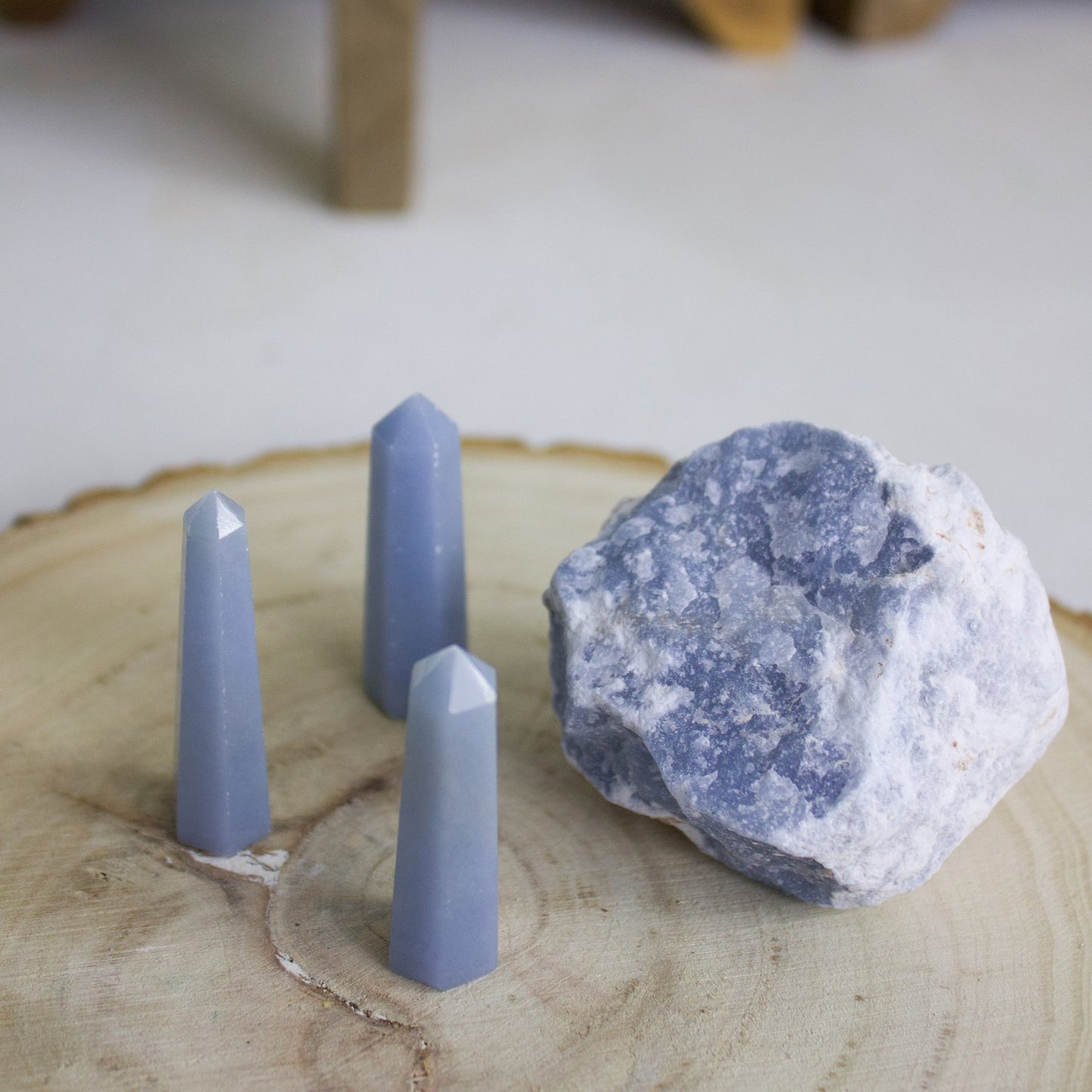 Angelite - Polished Points - Muse + Moonstone