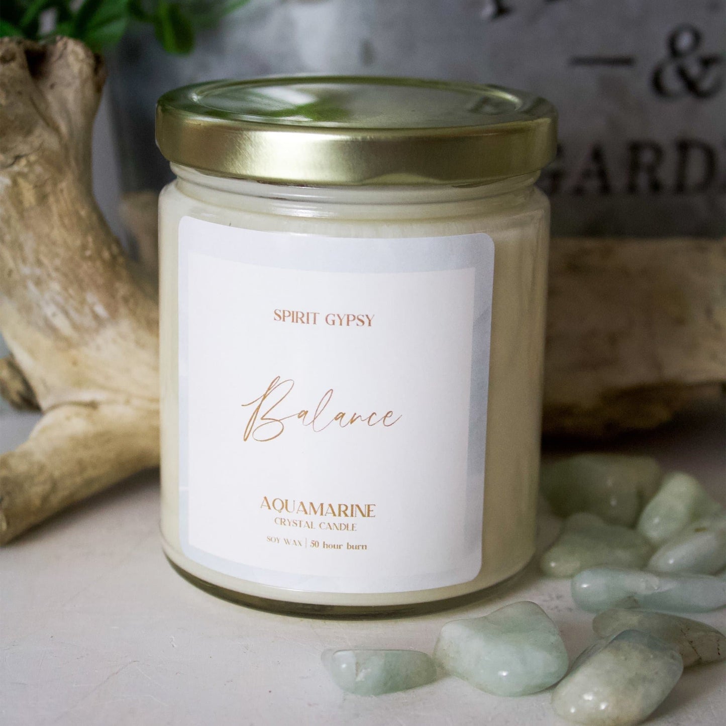 Aquamarine Crystal Candle - Balance - Muse + Moonstone