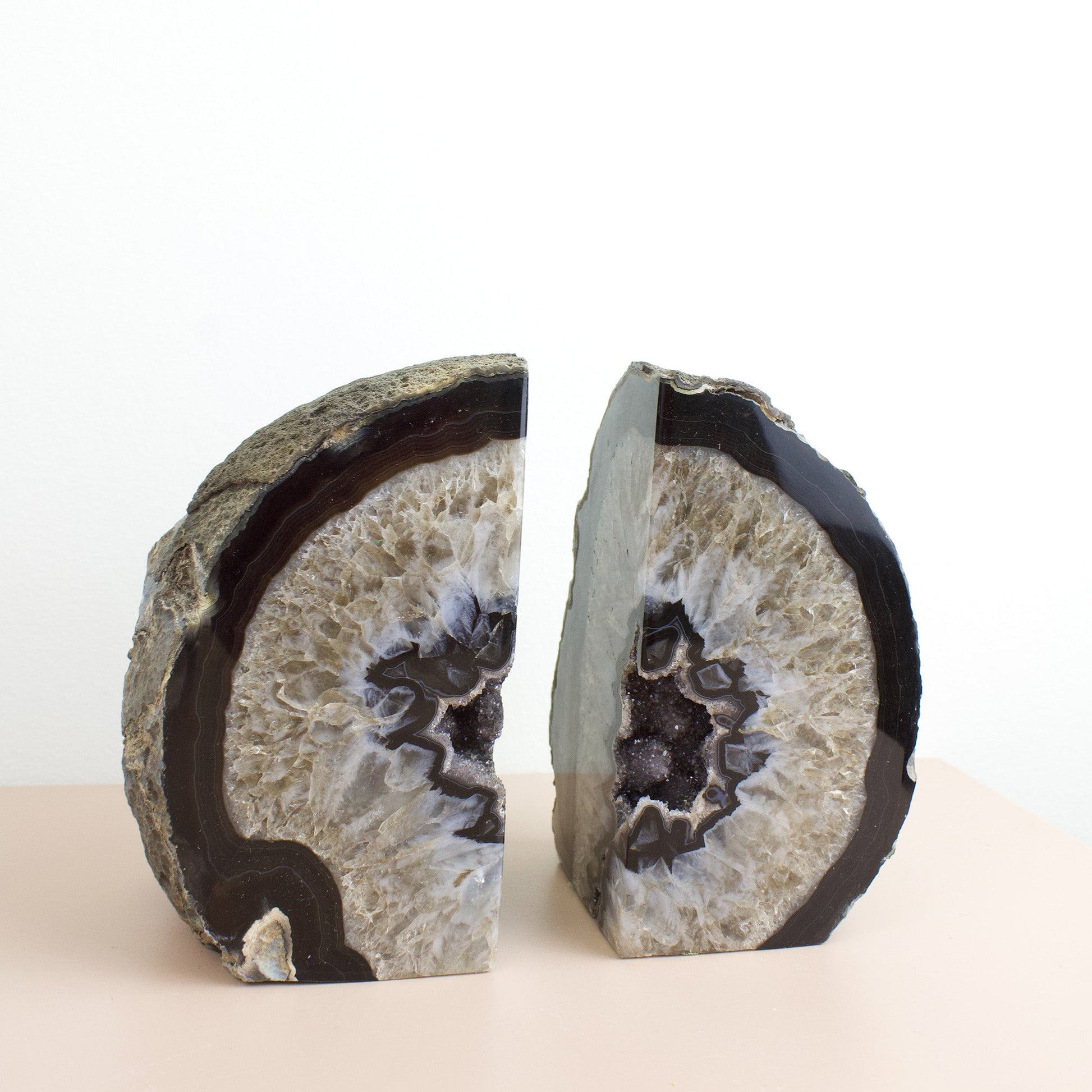 Black Agate Crystal Bookends #2 - Muse + Moonstone