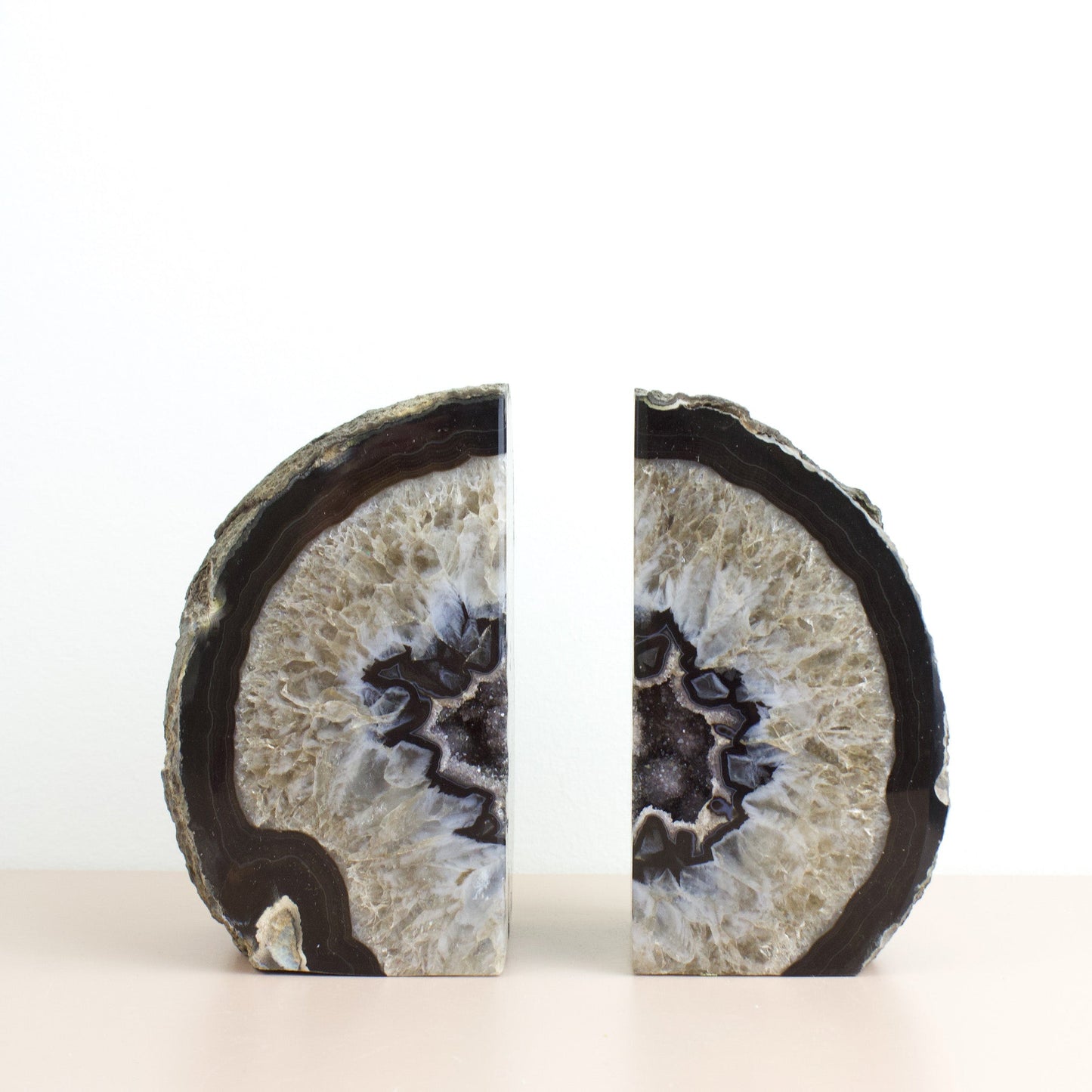 Black Agate Crystal Bookends #2 - Muse + Moonstone