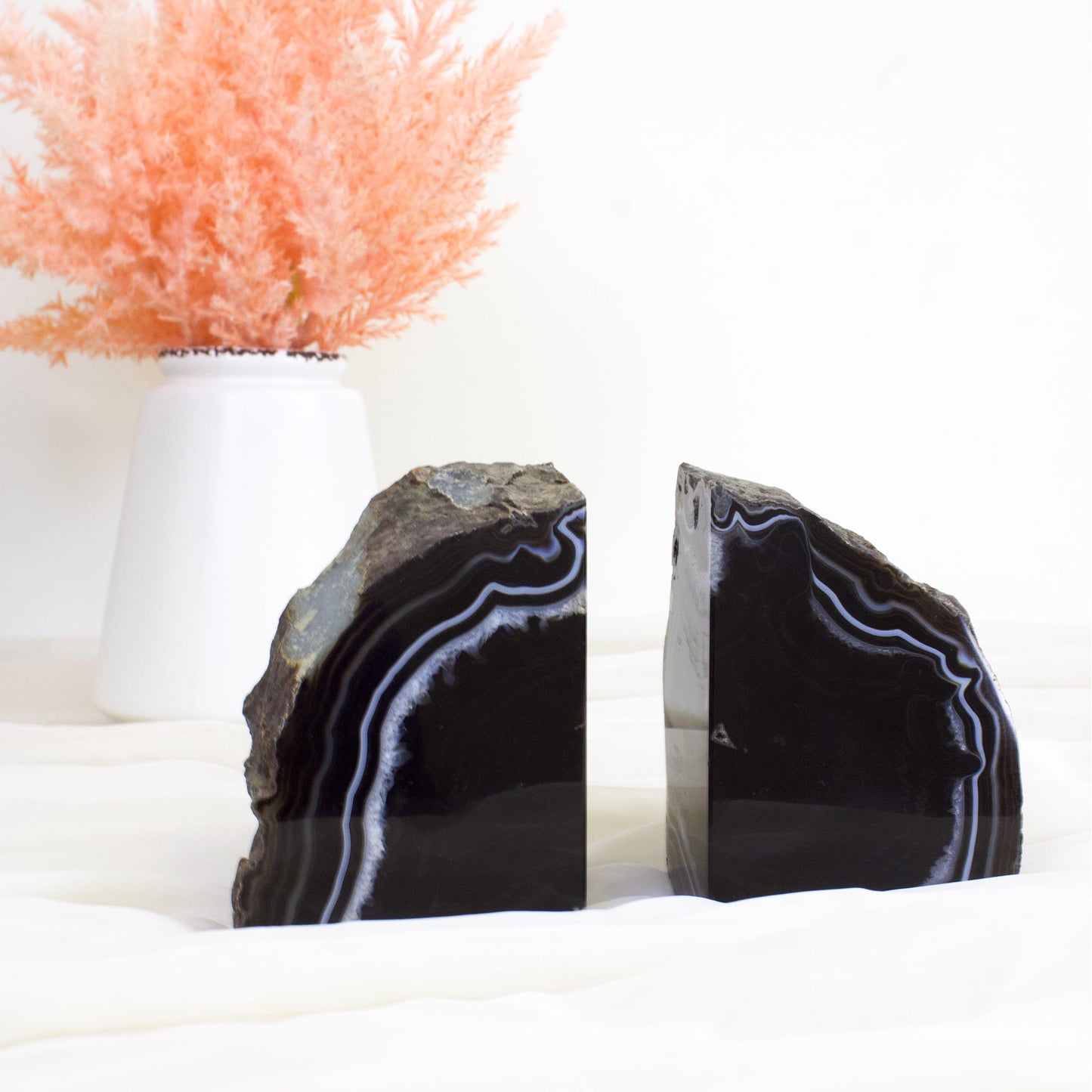 Black Agate Crystal Bookends #3 - Muse + Moonstone