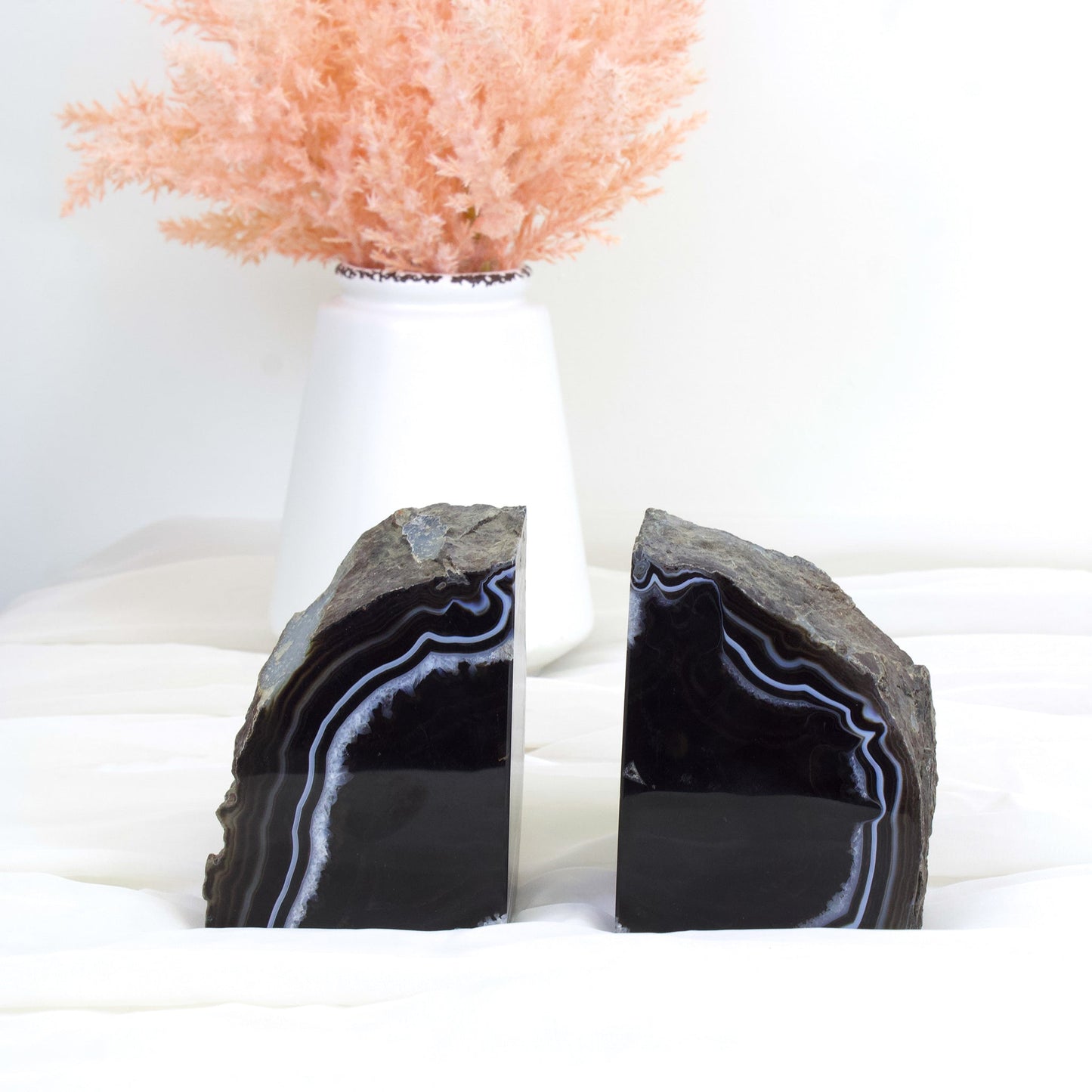 Black Agate Crystal Bookends #3 - Muse + Moonstone
