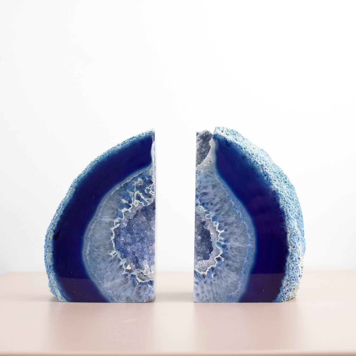 Blue Agate Crystal Bookends #1 - Muse + Moonstone