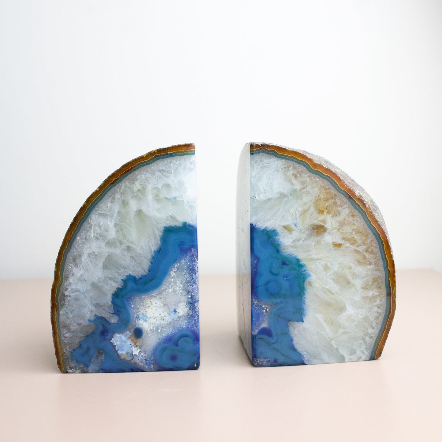 Blue Agate Crystal Bookends #3 - Muse + Moonstone