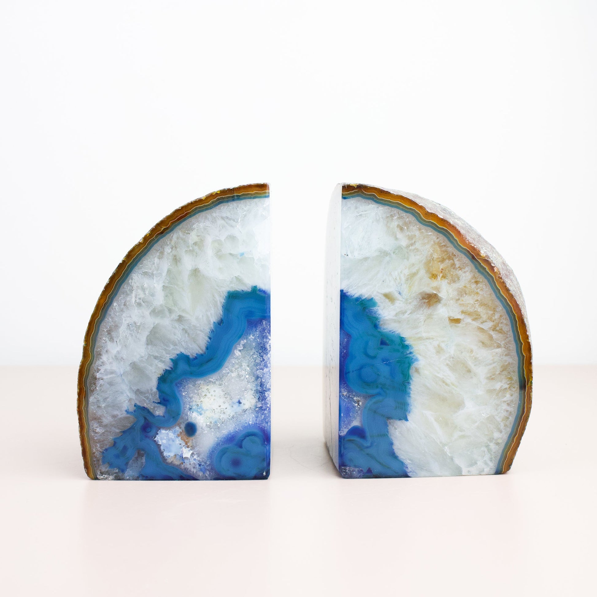 Blue Agate Crystal Bookends #3 - Muse + Moonstone