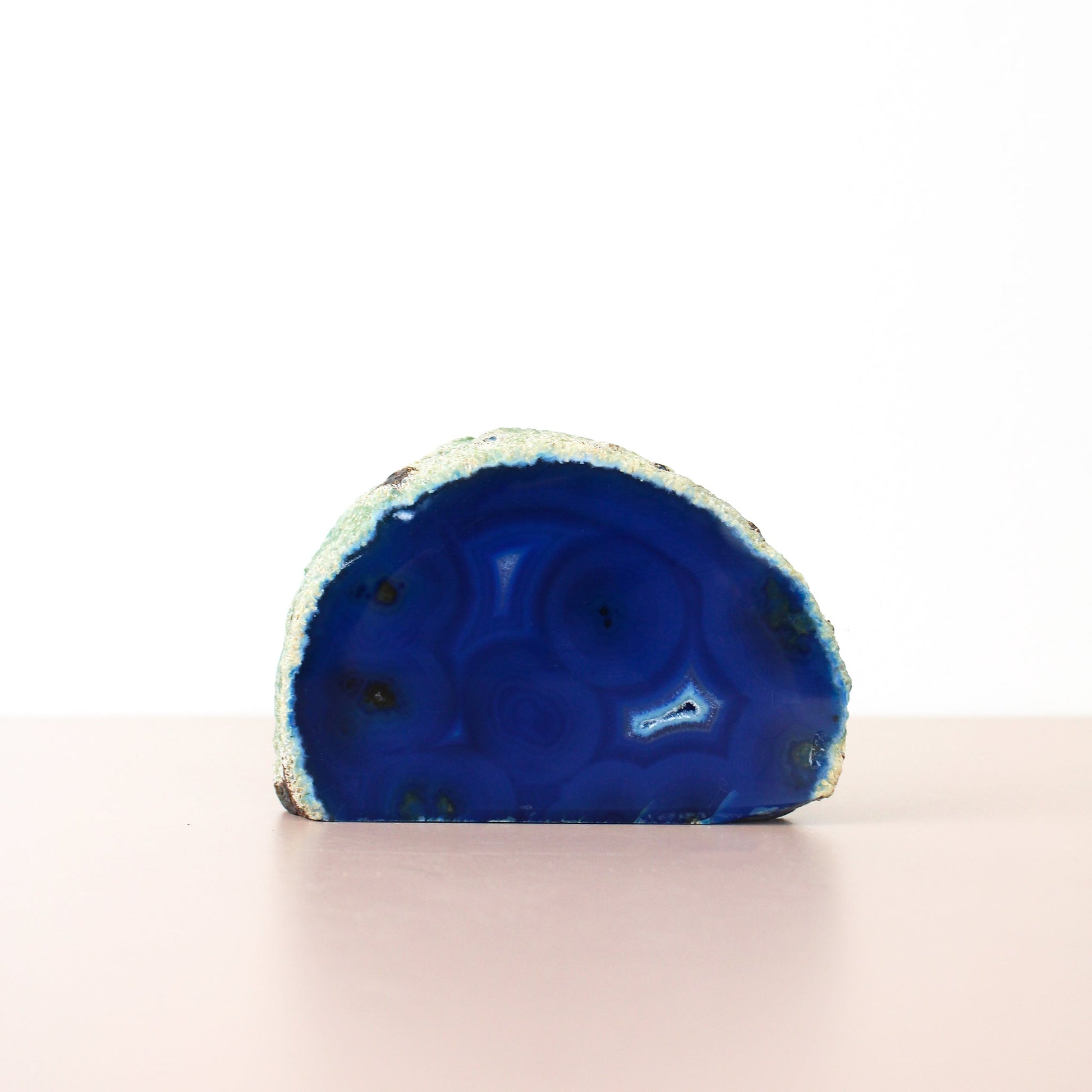 Blue Agate Geode - Polished Stand-up Decorator #4 - Muse + Moonstone
