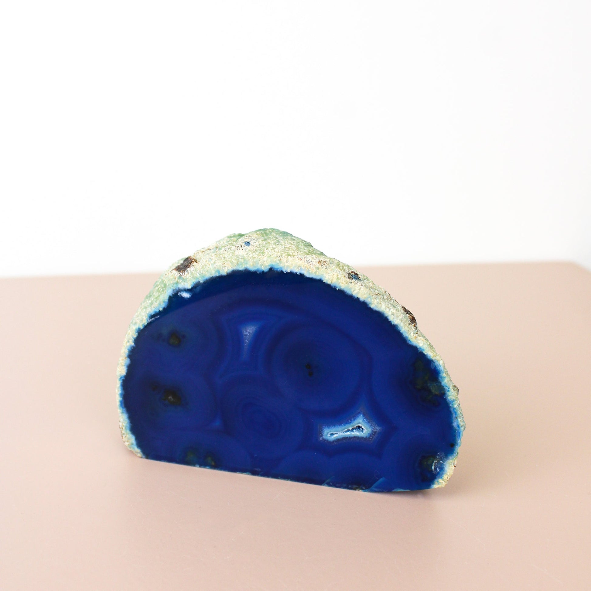 Blue Agate Geode - Polished Stand-up Decorator #4 - Muse + Moonstone