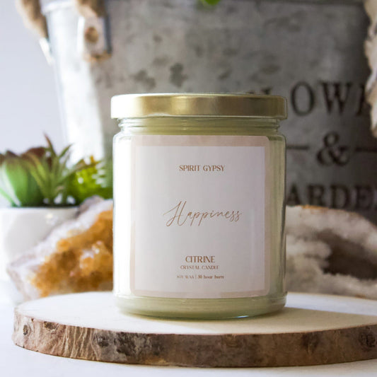 Citrine Crystal Candle - Happiness - Muse + Moonstone