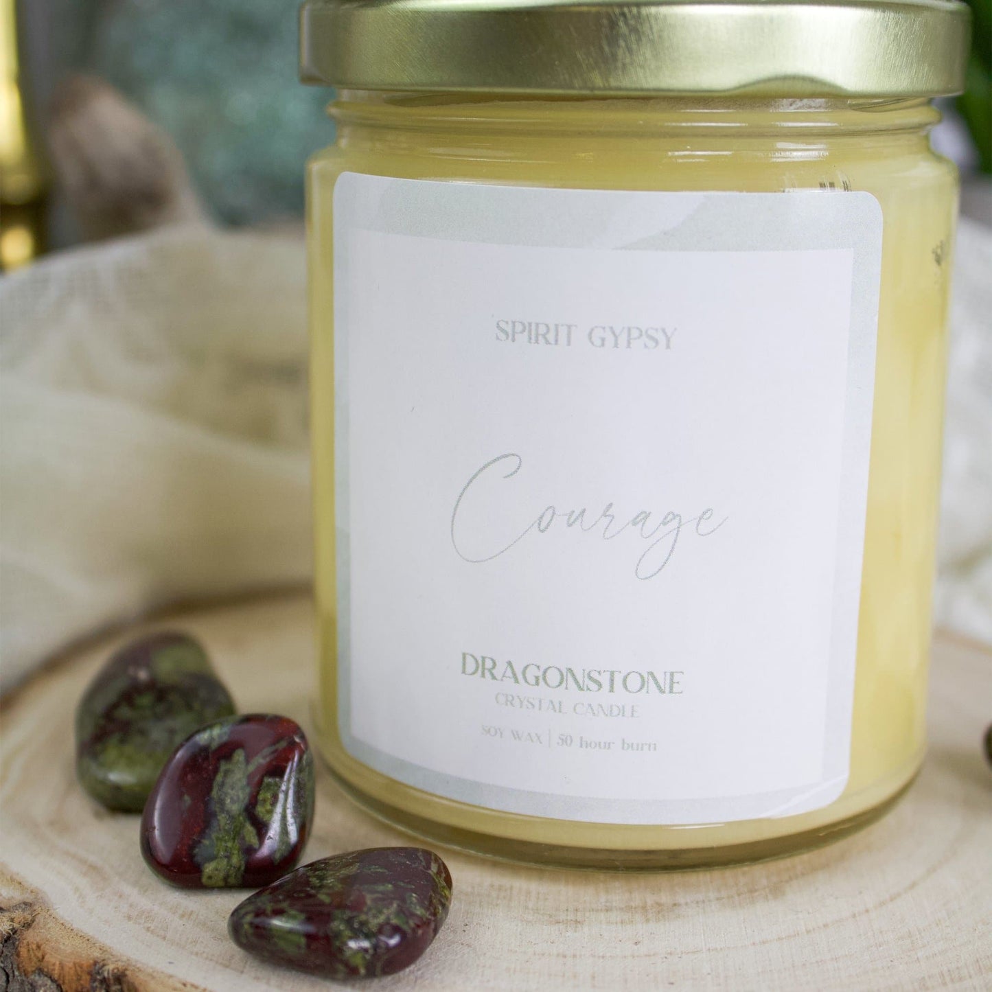 Dragonstone Crystal Candle - Courage - Muse + Moonstone