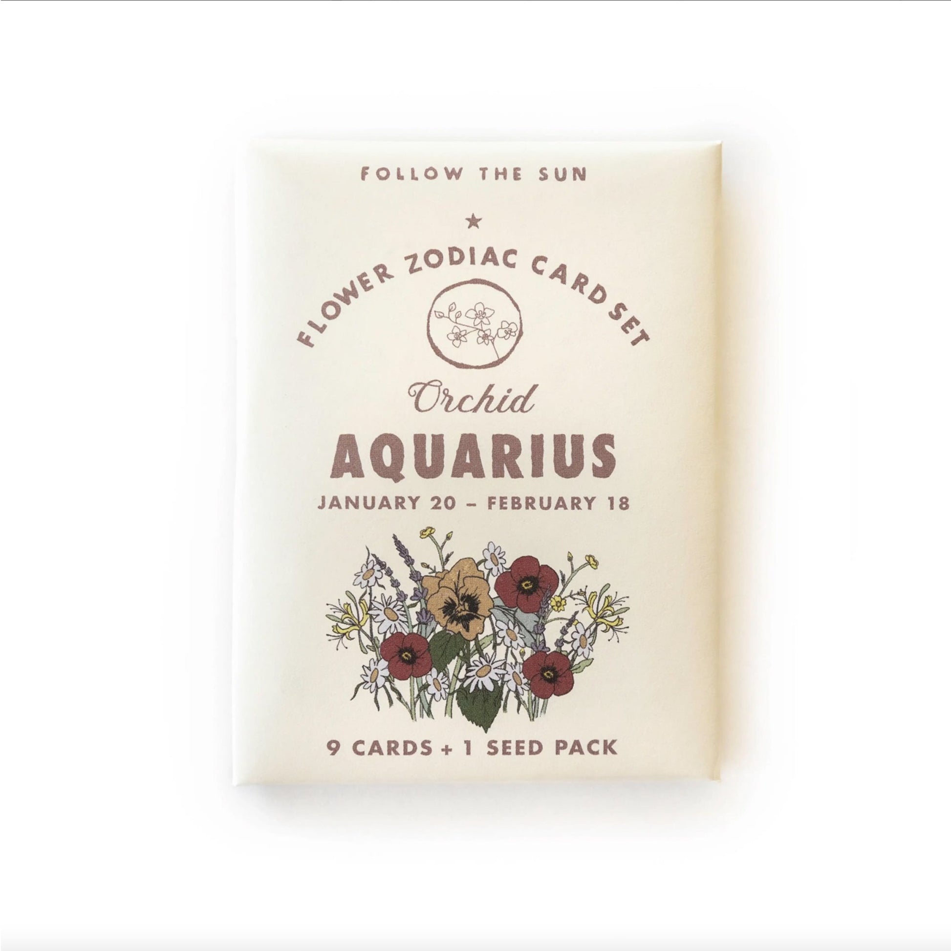 Flower Zodiac Sticker Card Set - Aquarius (Jan 20 - Feb 18) - Muse + Moonstone